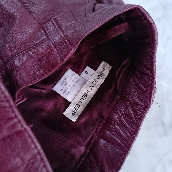 Vintage 90s NANCY HELLER Burgundy Leather Pants - Picture 13 of 14